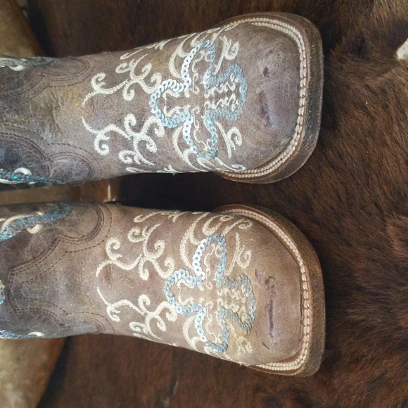 CORRAL A2932 embroidered distressed leather sequin cross cowgirl western boots 6 - Picture 12 of 16